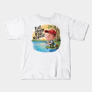 Eat Sleep Fish Repeat Cute Kids T-Shirt